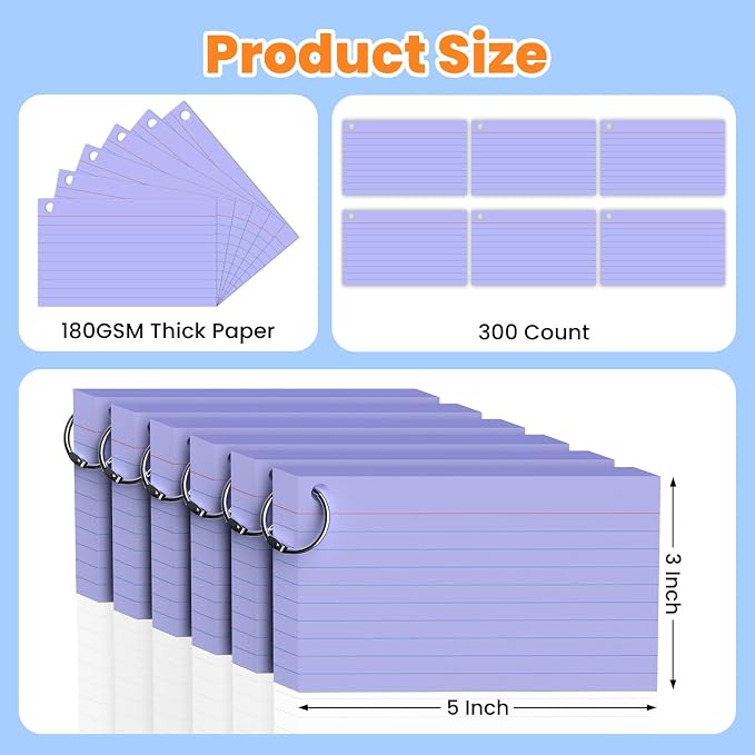 300 Count Purple Index Cards 3x5 Inch - Image 2