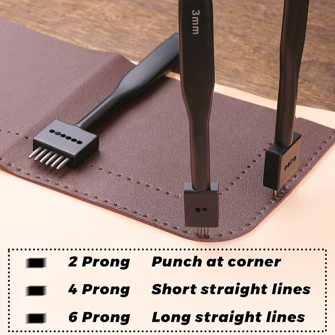 Leather Hole Punch, Round Hole Prong Stitching Chisel Set Leather Working Tools - Image 6