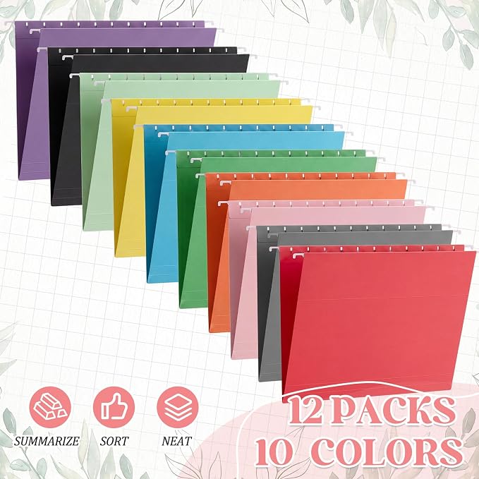 12 Pack Decorative Hanging File Folders, Letter Size - Image 2