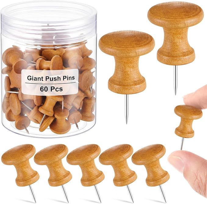 Outus 60 Pcs Giant Push Pins Jumbo Tacks 1/1.8inch Plastic Head by Outus