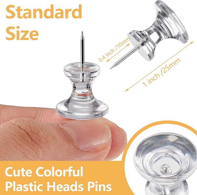 Outus 60 Pcs Giant Push Pins Jumbo Tacks 1/1.8inch Plastic Head - Image 2