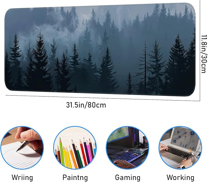 Mouse Pad, Misty Forest Pattern, Non-Slip Rubber Gaming Mouse Pad - Image 3