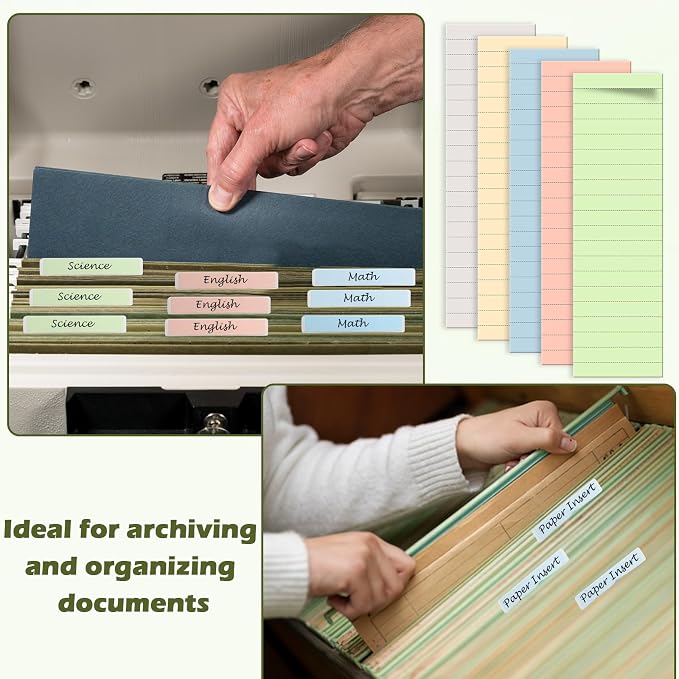 100 Pcs Hanging File Folder Tab Inserts 3.5 Inch Colored Blank File Tab Hanging - Image 6