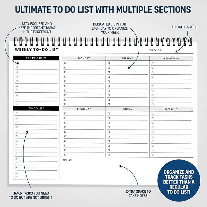 Of a Happy Kind Weekly To Do List Spiral Planner Pad - Image 3