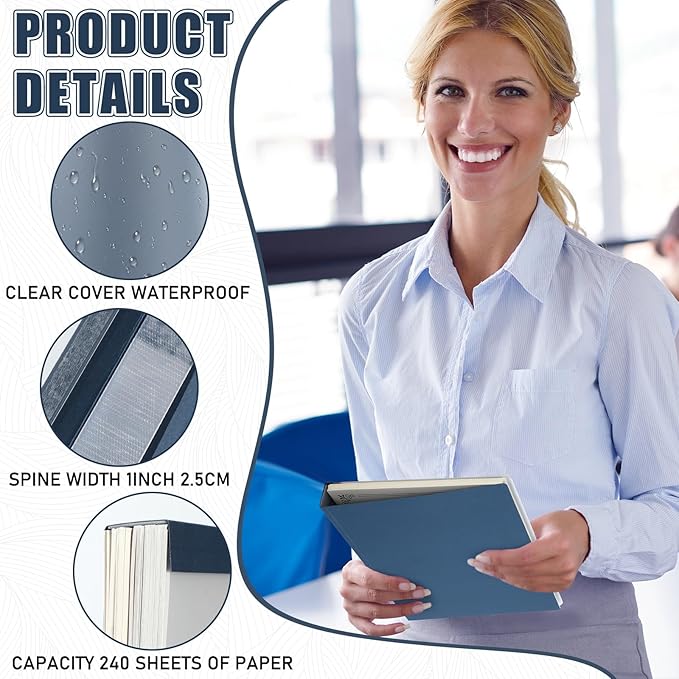 10 Pcs Thermal Binding Covers, 8.5 x 11 Inch Letter Size, 1 Inch Spine Holds 240 Sheets, Clear Front Paper Back Report Cover Suitable for Schools Offices Presentation(Blue)-DeskLoop Office