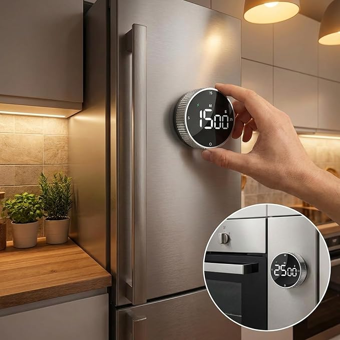 Rechargeable Magnetic Kitchen Timer, LED Countdown/Up Timer, Supports USB-C - Image 5