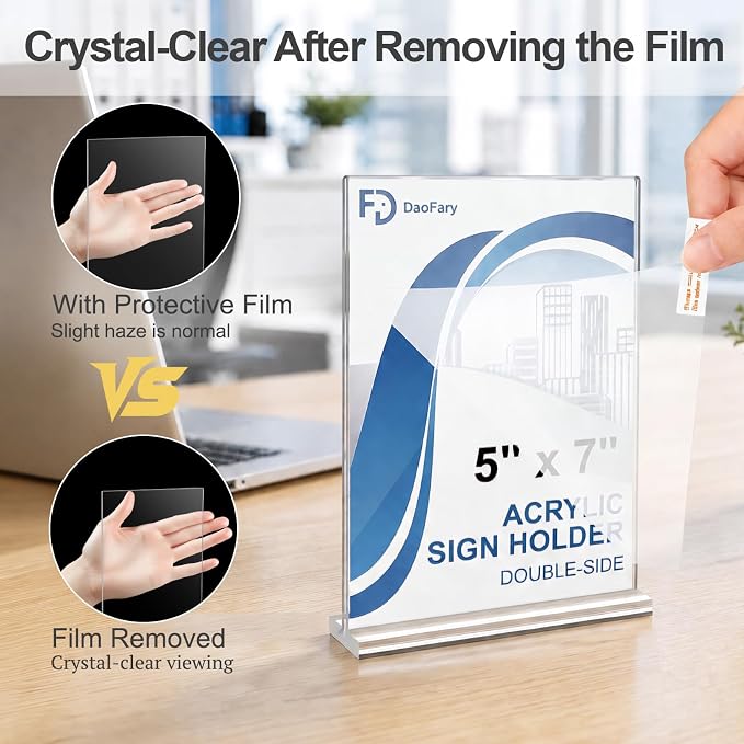 Daofary Acrylic Sign Holder 5 x 7, 20 Pack Double-Sided Stand up Table Top - Image 5