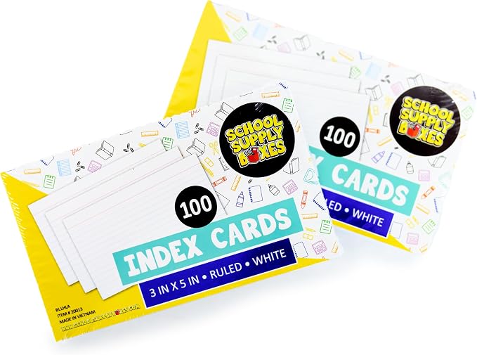 School Supply Boxes | 3x5 White Index Cards | 50 Pack | Lined in Front - Image 2