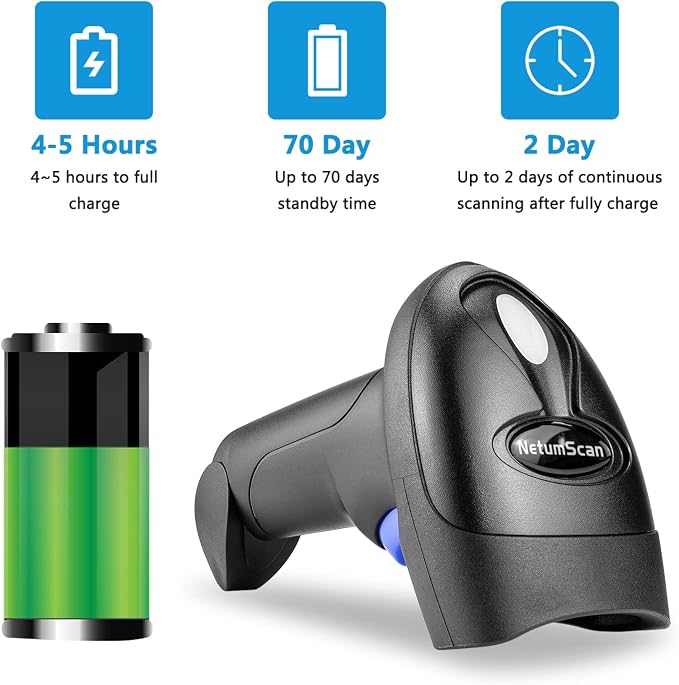 NetumScan Wireless 2D 1D Barcode Scanner, 2.4G & Wired Connection Scanner | QR - Image 4