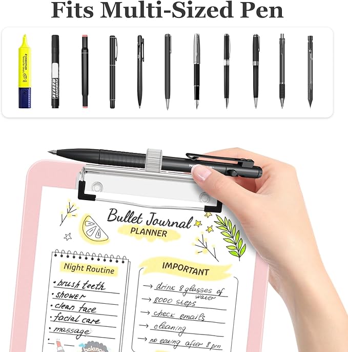 Piasoenc Small Clipboard with Storage, Clip Board with Pen Holder, School & - Image 3