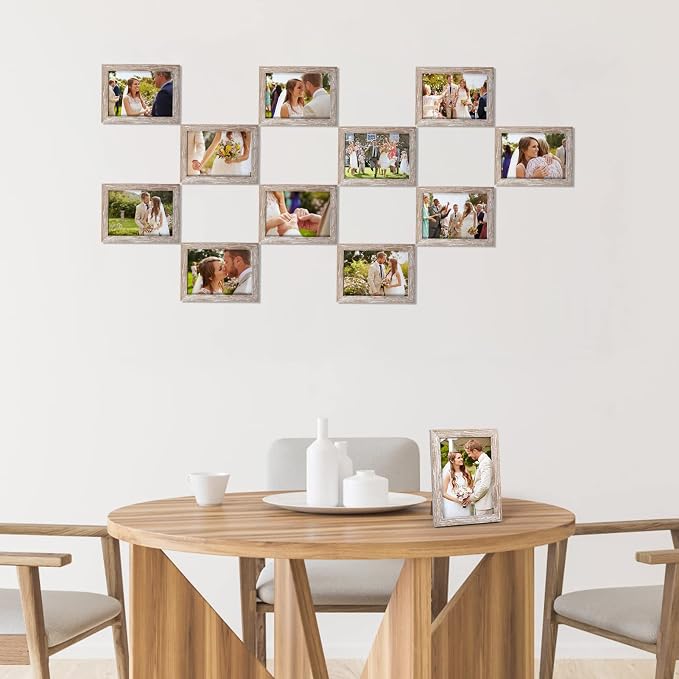 Giftgarden 5x7 Picture Frame Distressed Beige White Set of 12 - Image 3