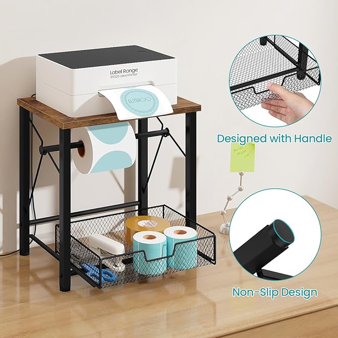ELITEROO Label Holder for Rolls and Fan-Fold Labels, Wooden Thermal Label - Image 4