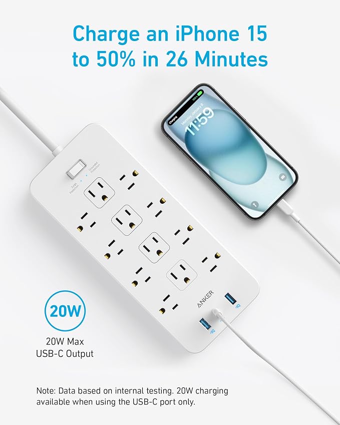 Anker Power Strip with 2100J Surge Protector, Outlet Extender, 5ft Extension - Image 7