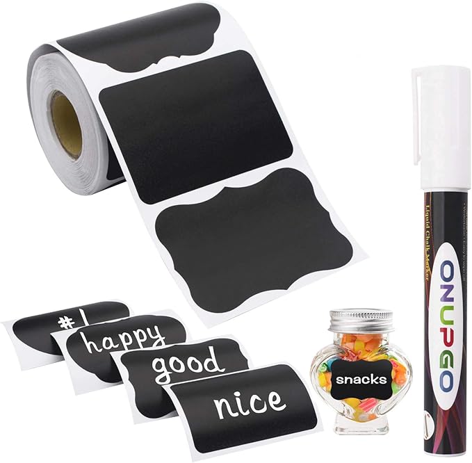 ONUPGO Chalkboard Labels-180pcs Waterproof Reusable Blackboard Stickers - Image 2