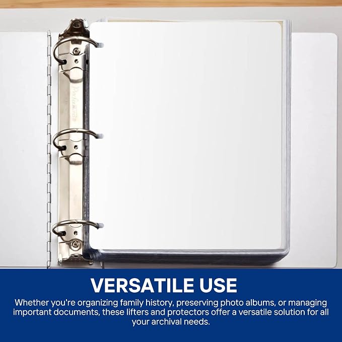 Full Page Flat Sheet Lifters, Letter Size 11 X 8.5 Inch, 3-Hole Binder - Image 6