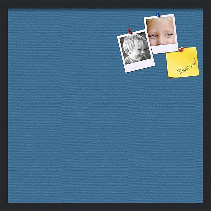 PinPix 24x24 Inch Cork Bulletin Board. This Decorative Framed Pin Board Comes with Navy Pastel Design and a Satin Black Frame. Ideal for Home Office Decor or Message Board (PinPix-1811)-DeskLoop Office