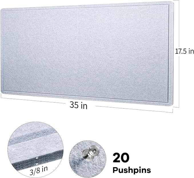 Lightomorrow Bulletin Board, 35 x 17 1/2 inches Felt Board - Image 8