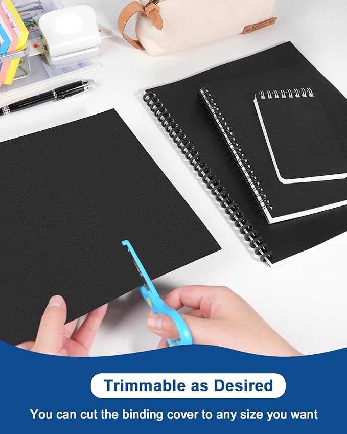 Dynta Binding Covers 120 Pack Black Sand-Textured Report Covers Sheets for Binding, Letter Size 8-1/2 x 11 Inches, 14 mil Presentation Binder, Office Supplies, Un-Punched, Square Corners-DeskLoop Office