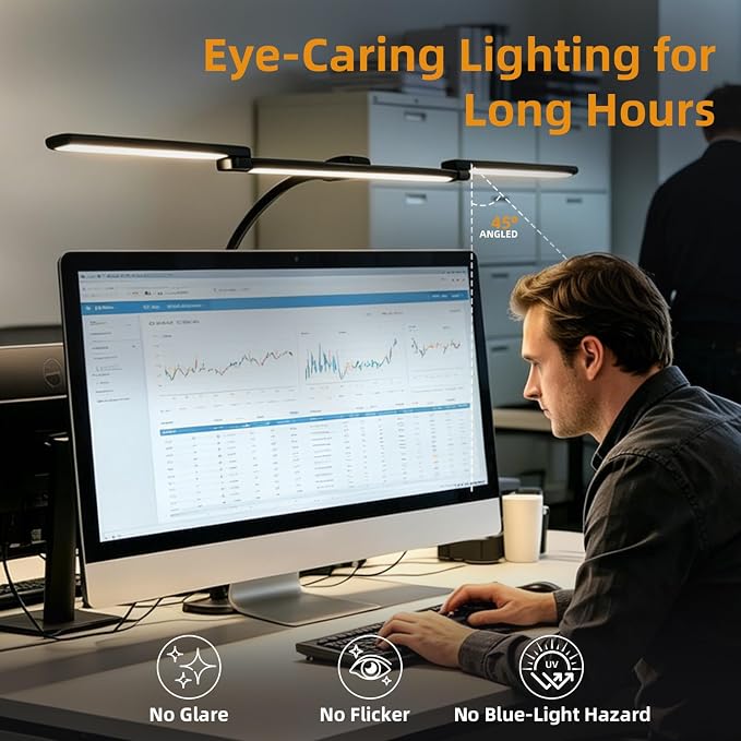 LED Desk Lamp with Clamp for Home Office, Triple Head Architect Desk Lamp for - Image 6