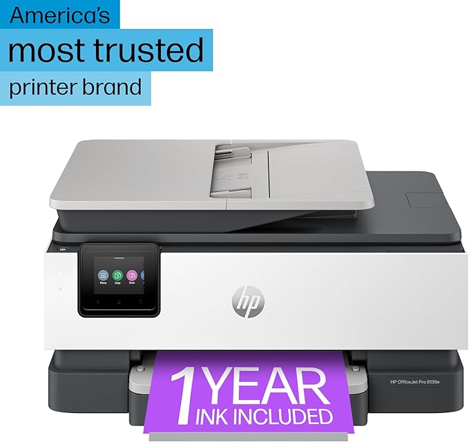 HP OfficeJet Pro 8139e Wireless All-in-One Color Inkjet Printer, Print, scan, Copy, fax, ADF, Duplex Printing Best-for-Home Office, 1 Year Instant Ink Trial Included-DeskLoop Office
