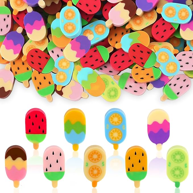 JUNEBRUSHS 150Pcs Ice Cream Mini Erasers by JUNEBRUSHS