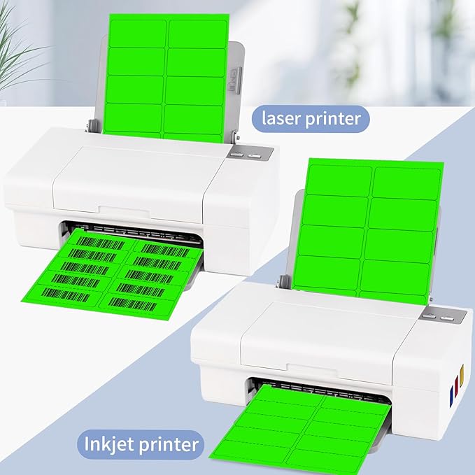 STARLIBOO Shipping Labels Stickers, 2"×4" Printable Fluorescent Mailing Labels for Laser/Inkjet Printing- Matte, Permanent Adhesive Sticker (Fluorescent Green)-DeskLoop Office