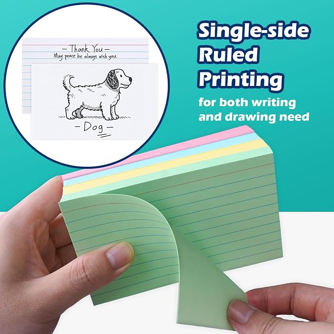 Blue Lined Index Cards 3x5 Ruled Note Cards 100 Count, 180 gsm Heavy Weight - Image 4