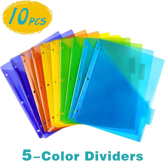 Plastic Binder Dividers with One Front Pocket and Tab Binder Divider - Image 2