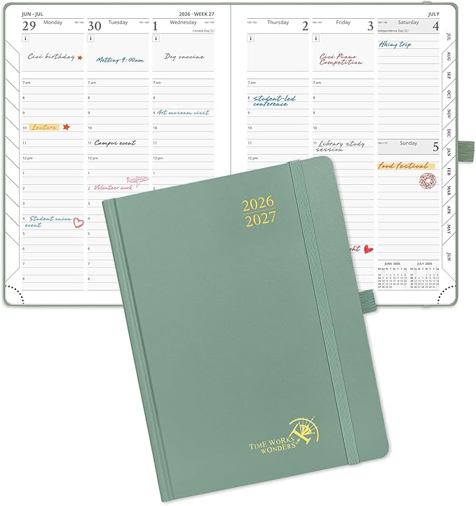 POPRUN 2026-2027 Academic Planner, 6.5" x 8.75", Weekly and Monthly Calendar by POPRUN