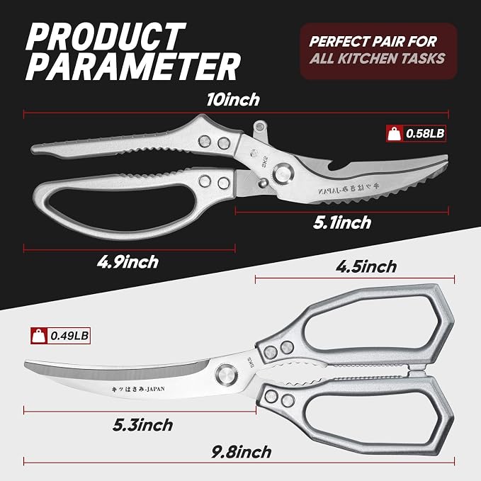 TIVOLI Kitchen Scissors Set Silver, Japanese Stainless Steel Kitchen Shears - Image 5