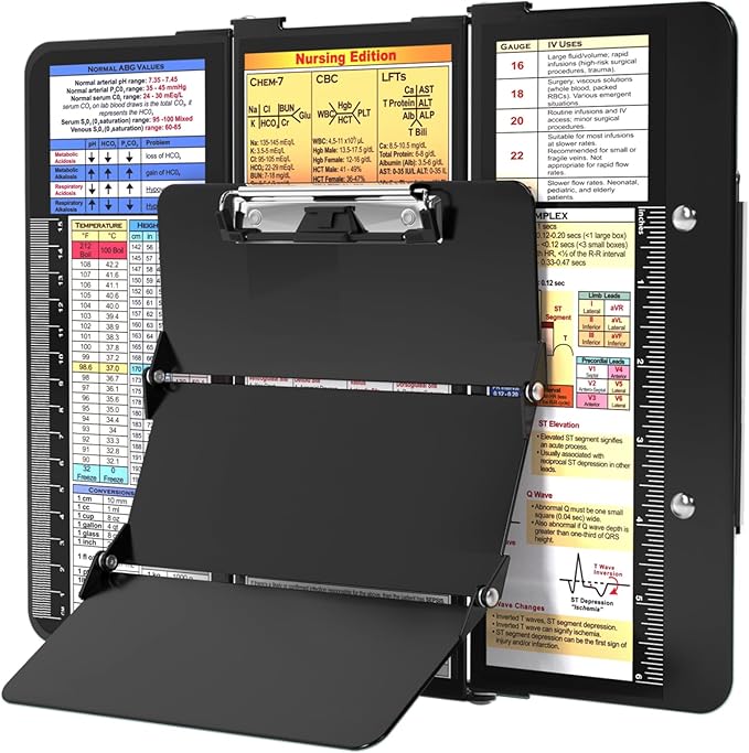 Nursing Clipboard Foldable, Foldable Clip Board w/Nursing Edition Cheat Charts by HOZOLNursingClipboard