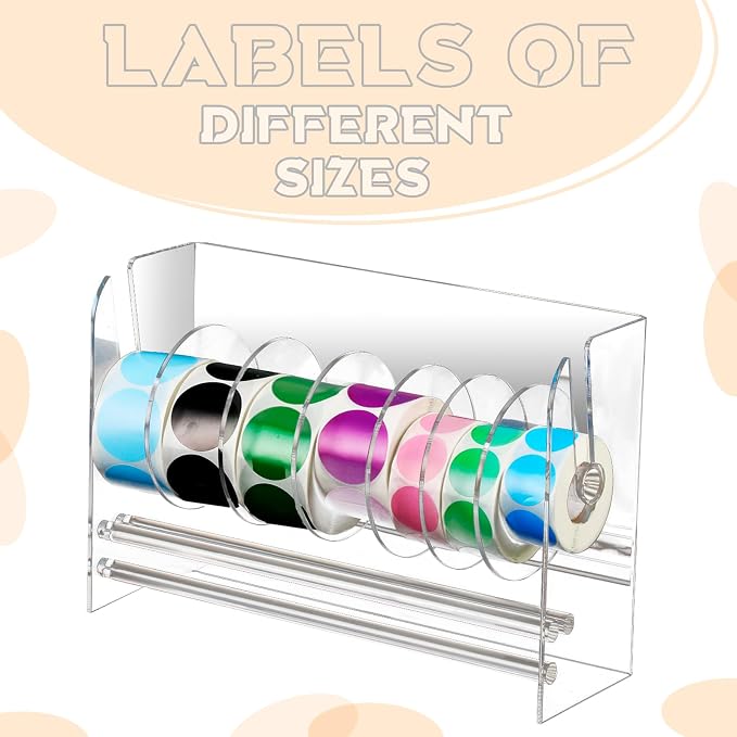 Qilery Adjustable Label Dispenser Acrylic Roll Sticker Dispenser Sticker Holder - Image 5