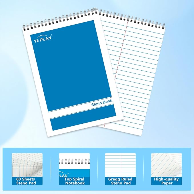 Yeplan Steno Pads Spiral Notebook 6x9 12 Pack, Top Spiral Notebook - Image 3