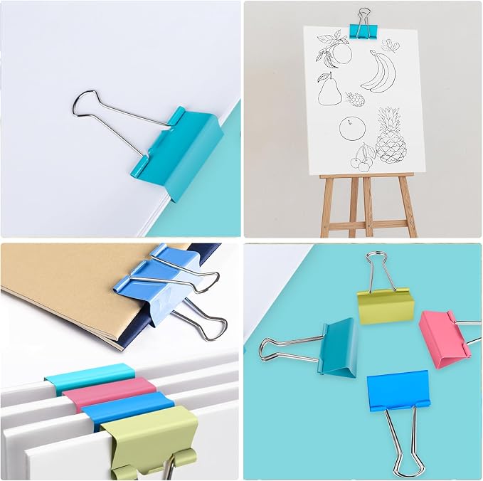 Ufmarine Large Binder Clips 1.6 inch Length, Colorful Paper Clips Large - Image 4