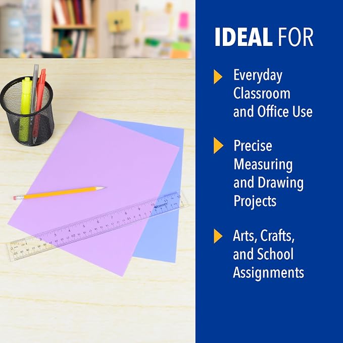 Westcott Acrylic Clear Rulers Set, Easy-to-Read Markings, Scratch-Resistant - Image 4