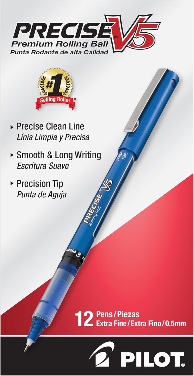 PILOT Precise V5 Rollerball Pens, Extra Fine Point 0.5 mm Blue Pens, Journaling - Image 2