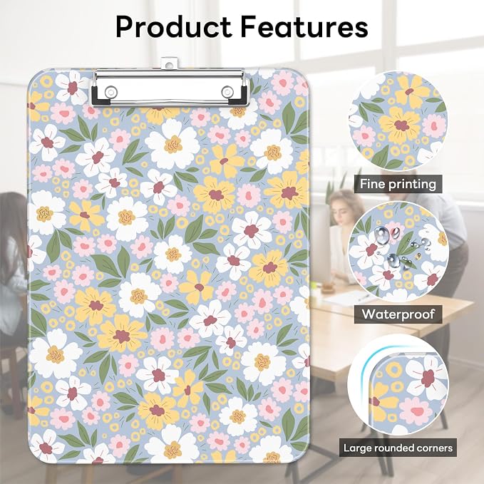 Luminzo Plastic Cute Clipboard Low-Profile Metal Clip, A4 Letter Size 9 x 12.5 - Image 6