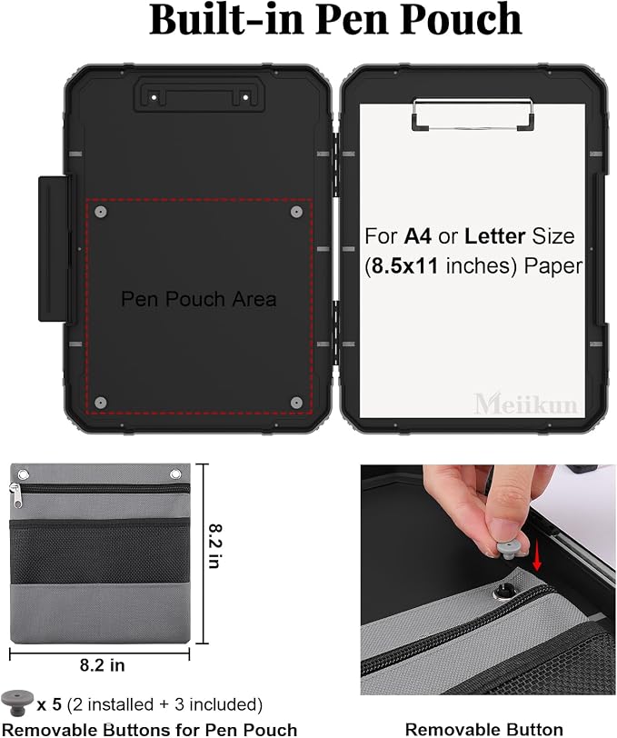 Meiikun Clipboard with Storage, Rugged Shockproof Protective, Internal Pen - Image 3