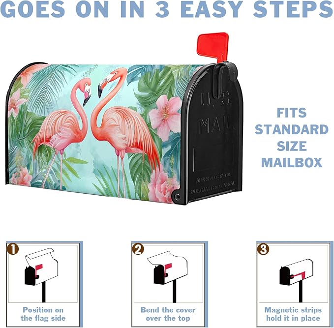 Summer Flamingos Mailbox Covers Magnetic Tropical Palm Mailbox Cover Standard - Image 6