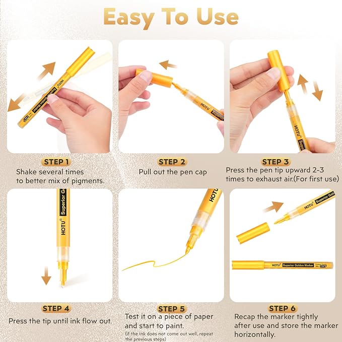 HOTU 5 Pack Super Gold Paint Markers - Image 7