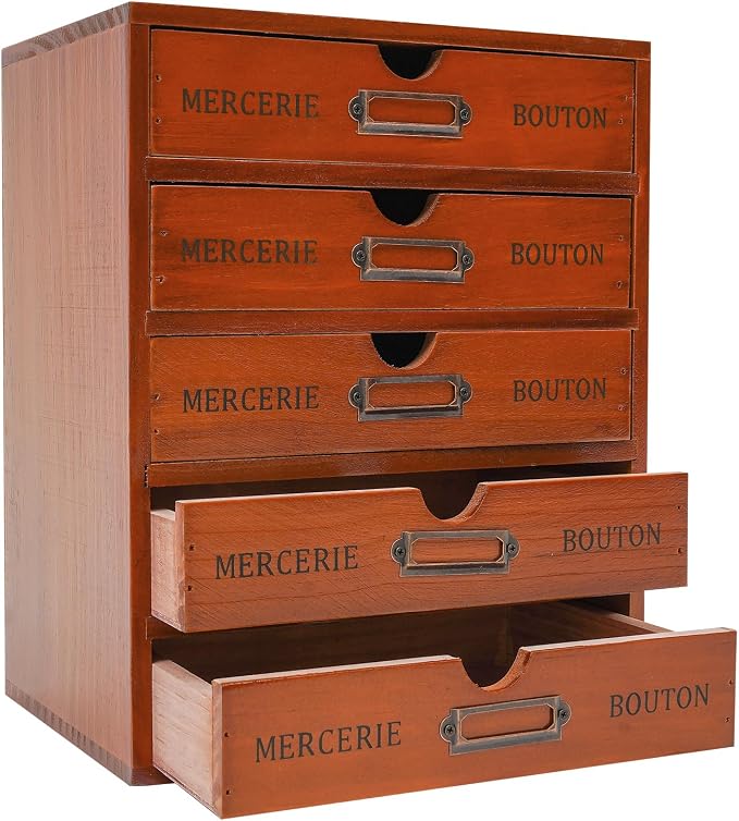 Vintage Wooden Drawers Organizer, 16-Drawer Desktop Storage Box by LKOEWQZAMX