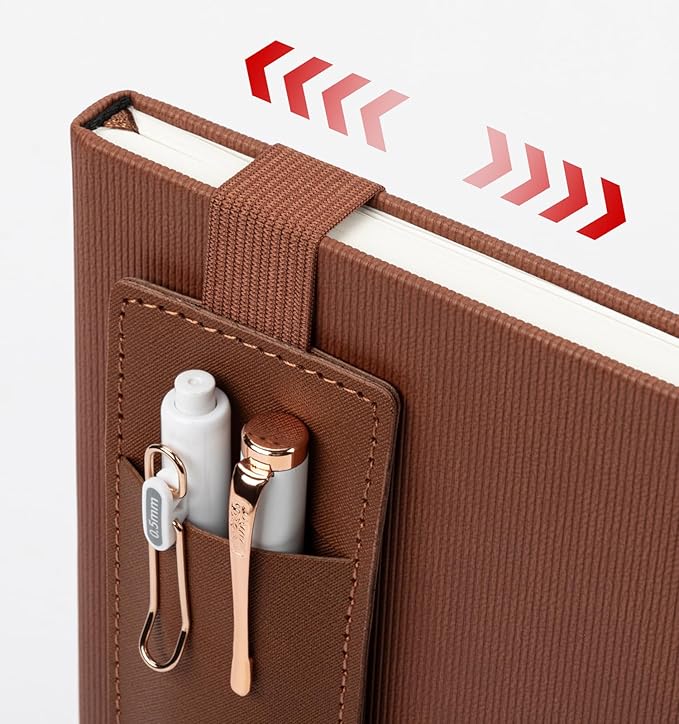 Lined Journal Notebook for Work, A5 Leather Notebook with Pen Holder, 100GSM/160 Pages Thick Paper, Daily Journals for Writing, School, Note Taking, Business, Travel, College Ruled-DeskLoop Office