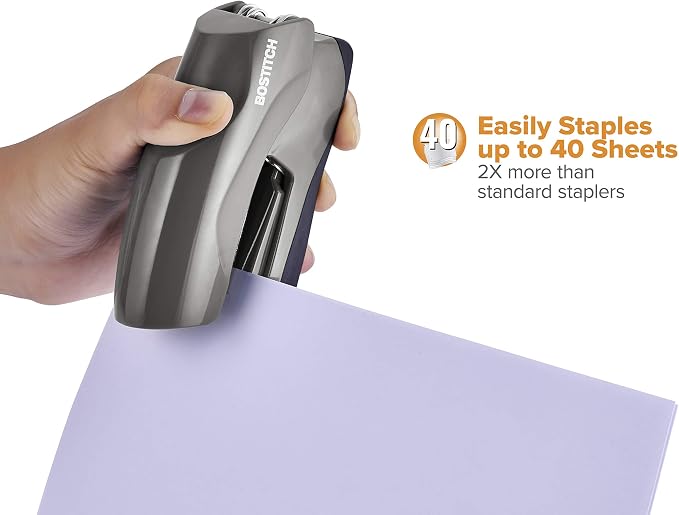 Bostitch Office Heavy Duty Stapler, 40 Sheet Capacity, No Jam, Half Strip - Image 6