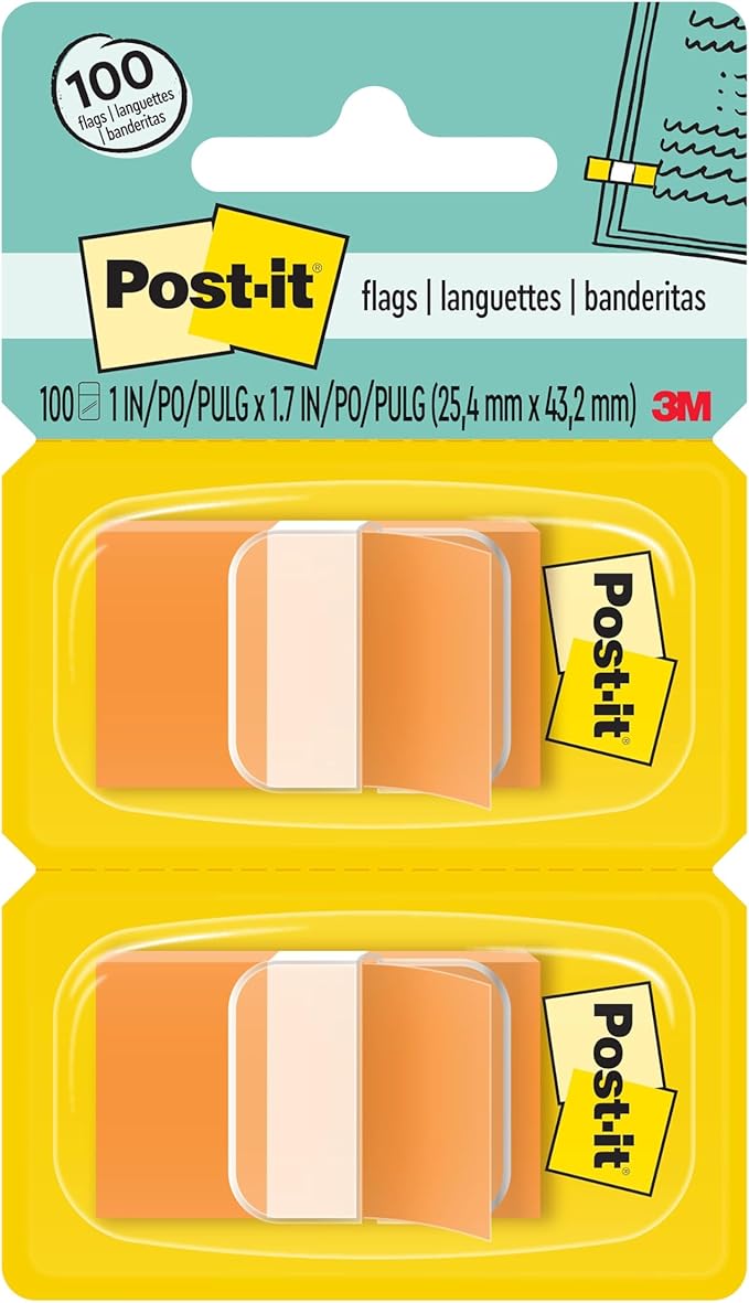Post-it Flags, 50/Dispenser, 2 Dispensers/Pack, 1 in Wide by Unknown