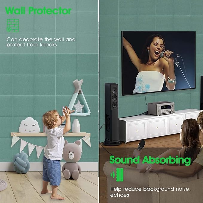 Large Cork Board for Office Wall Decor,48"x36"-12 Pack Felt Wall Tiles with Safe Removable Adhesive Tabs, 1/2" Thick, Felt Bulletin Board Pin Board Cork Boards for Walls - Sage Green-DeskLoop Office