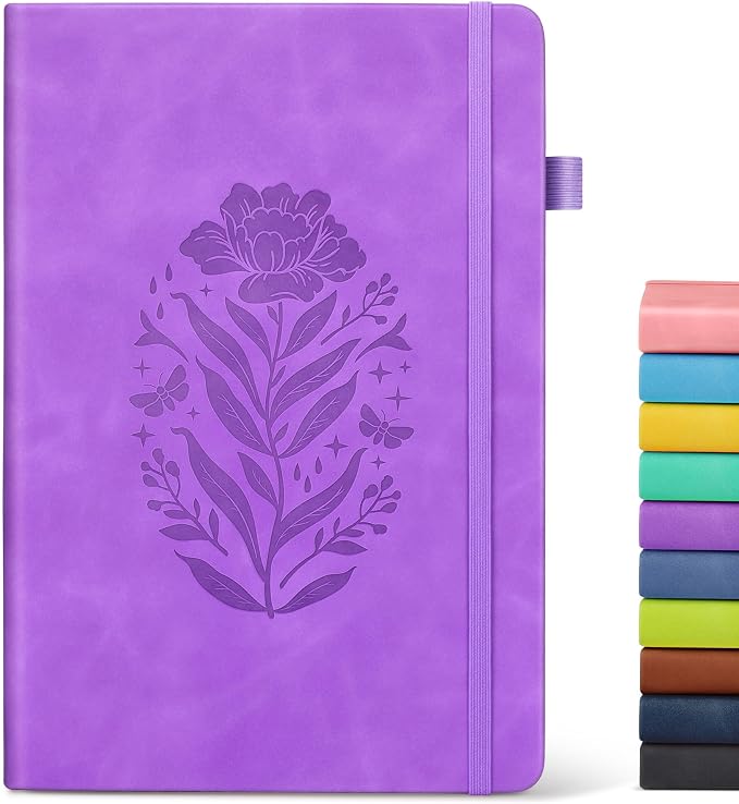 Lined Journal Notebook for Women, A5 200 Pages Hardcover Leather Journals for by MUAHLIUB