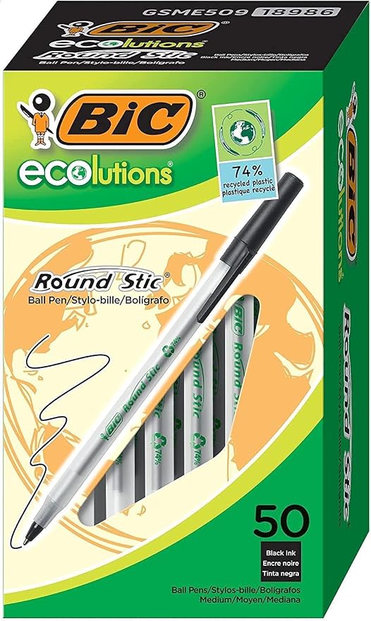 BIC Ecolutions Round Stic Ballpoint Pen, Medium Point, by BIC