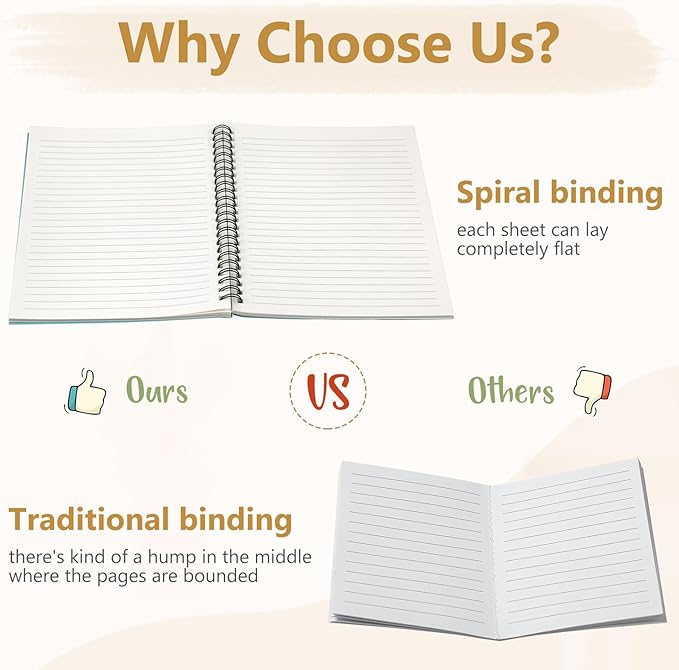 Fuutreo 12 Pcs Spiral Notebook for Work A5 8.3 x 5.7 Inch College Ruled Spiral Journal Notebook Kraft Cover Ruled Paper, 12 Color, 60 Sheets, 120 Pages for Office School(Innovative Color)-DeskLoop Office