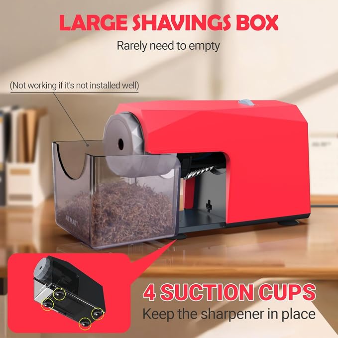 AFMAT Electric Pencil Sharpener, Fast & Hands-Free, 10K+ Uses, 5 Nibs, Fully - Image 7