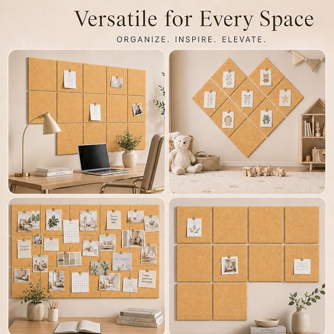 Felt Bulletin Board Tiles, Large Cork Board Alternative, 24 x 36 in | 0.35 in - Image 6